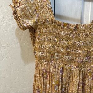 NEW+RARE Free People Getaway Maxi Dress in Tea Combo, Floral Smocked Maxi Dress